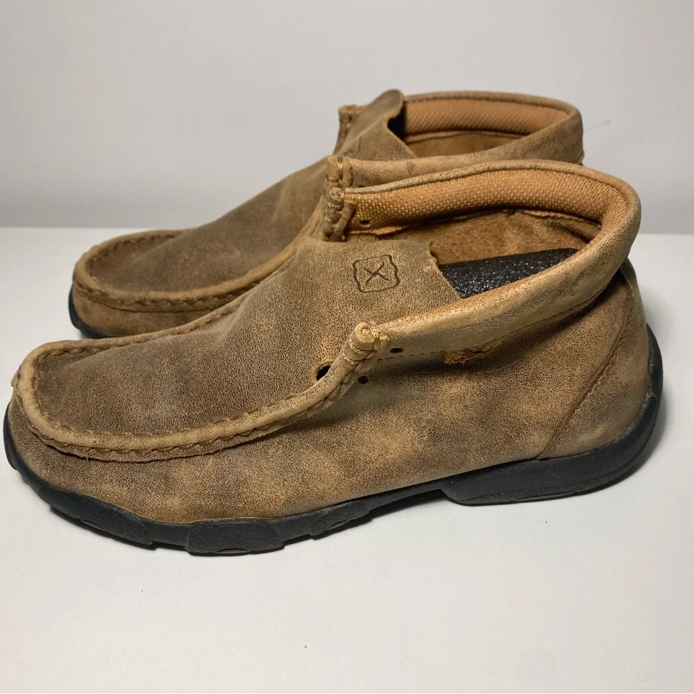 Twisted X Driving Moccasins Youth Size 2.5 M Brown Leather Chukka Boots YDM0001